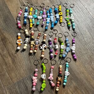Assorted Beaded Keychain LOT OF 27, Handmade, Silicone Beads, Christmas Gifts